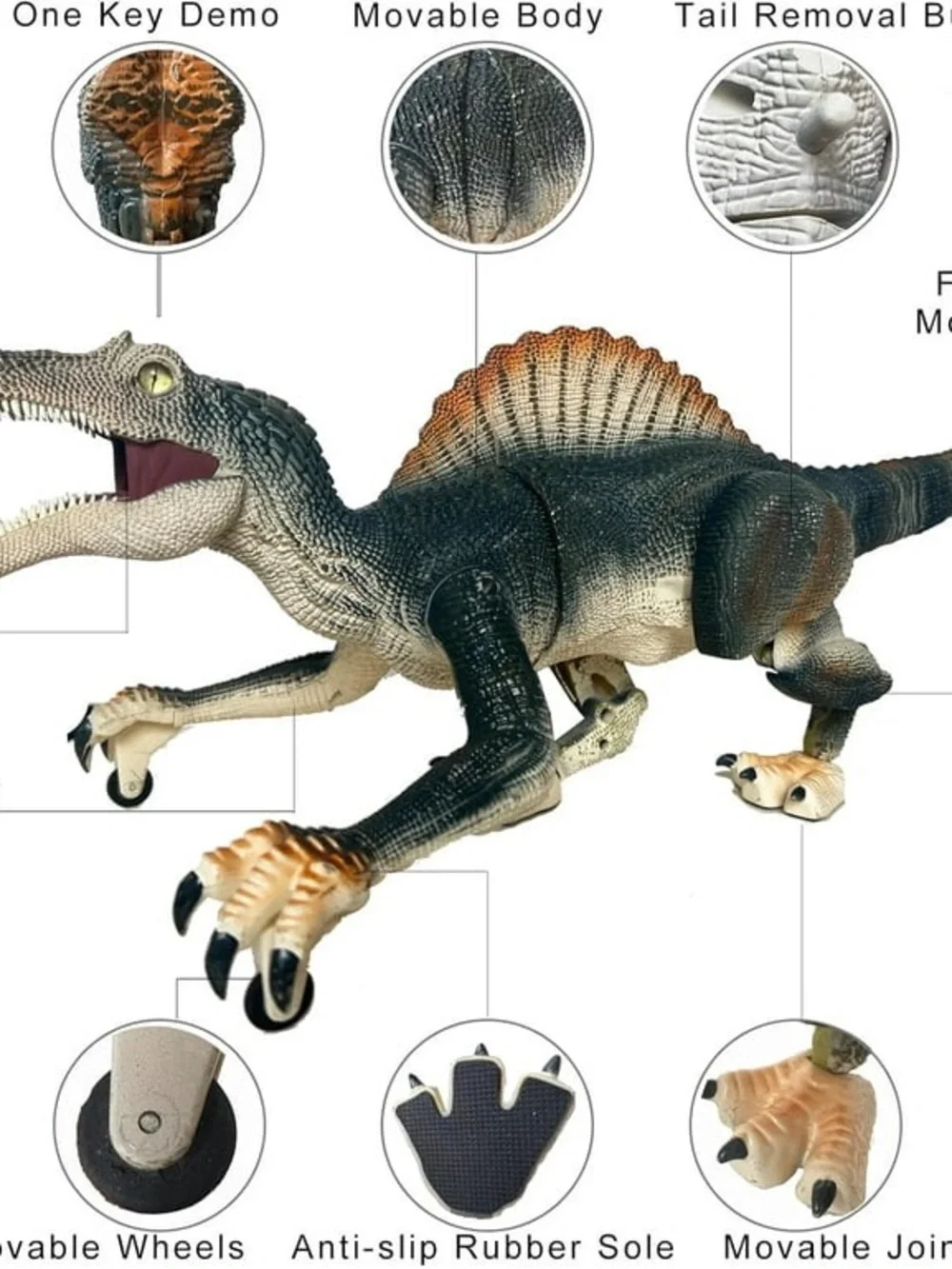 Remote Control Spinosaurus Dinosaur Toy - Black and Brown NEW